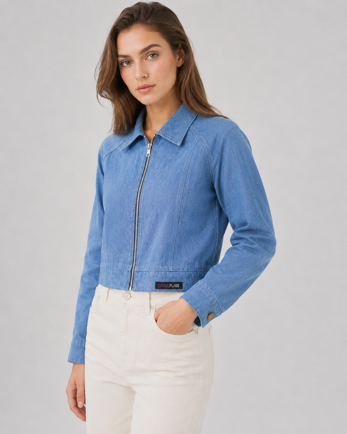 Cropped Denim Jacket - Image 8