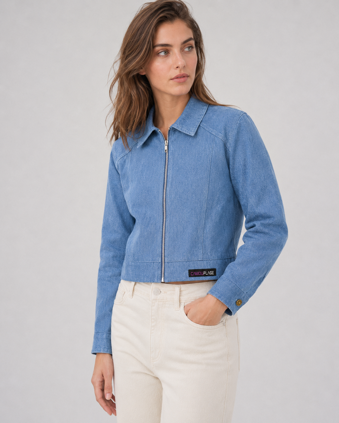 Cropped Denim Jacket - Image 9