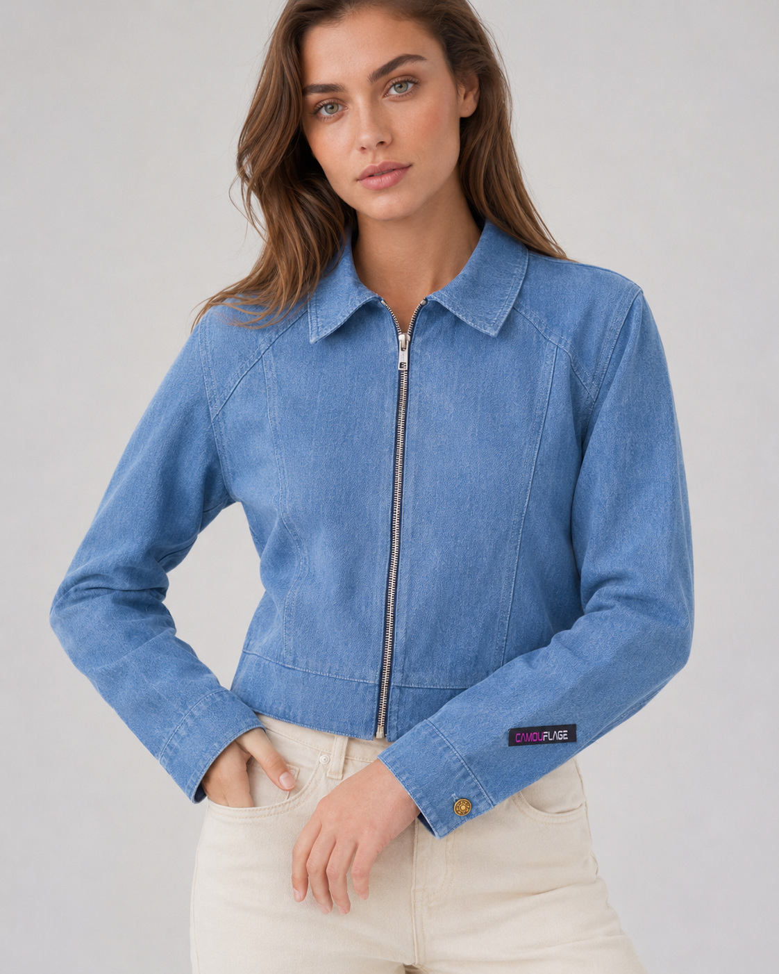 Cropped Denim Jacket - Image 4
