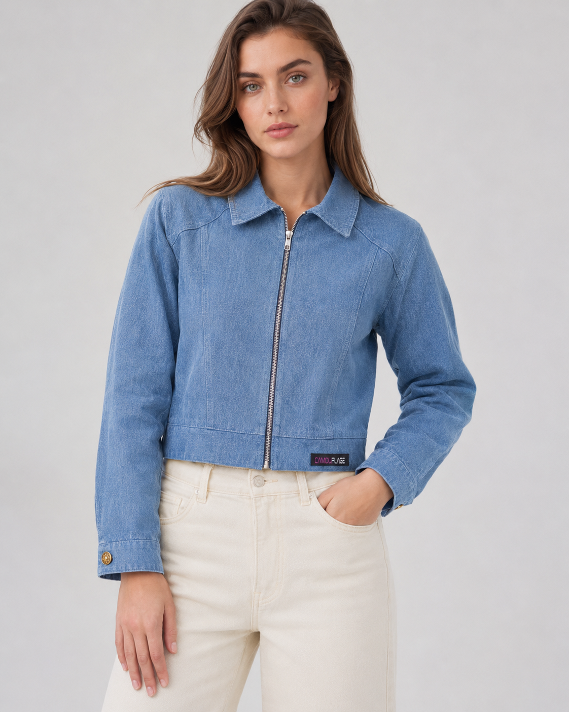 Cropped Denim Jacket - Image 2