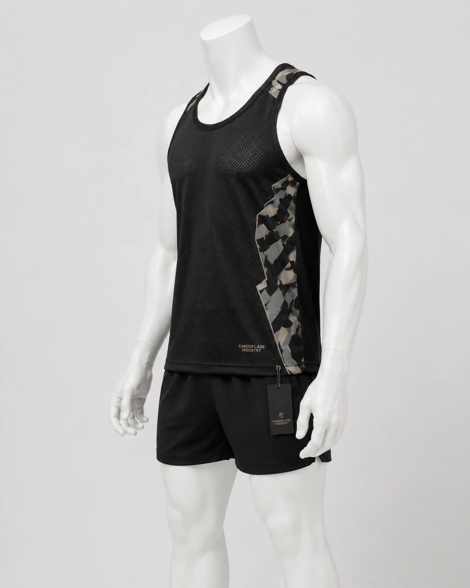 Side profile of premium custom athletic tank top