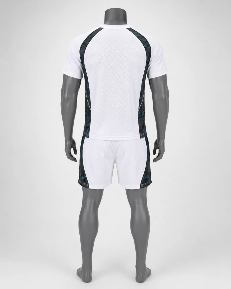 Back view of premium unisex training activewear set with custom branding