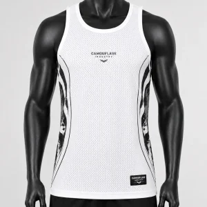 Front view of custom Men fitness tank top manufactured for private label activewear brands