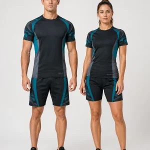 Male model wearing custom unisex performance activewear