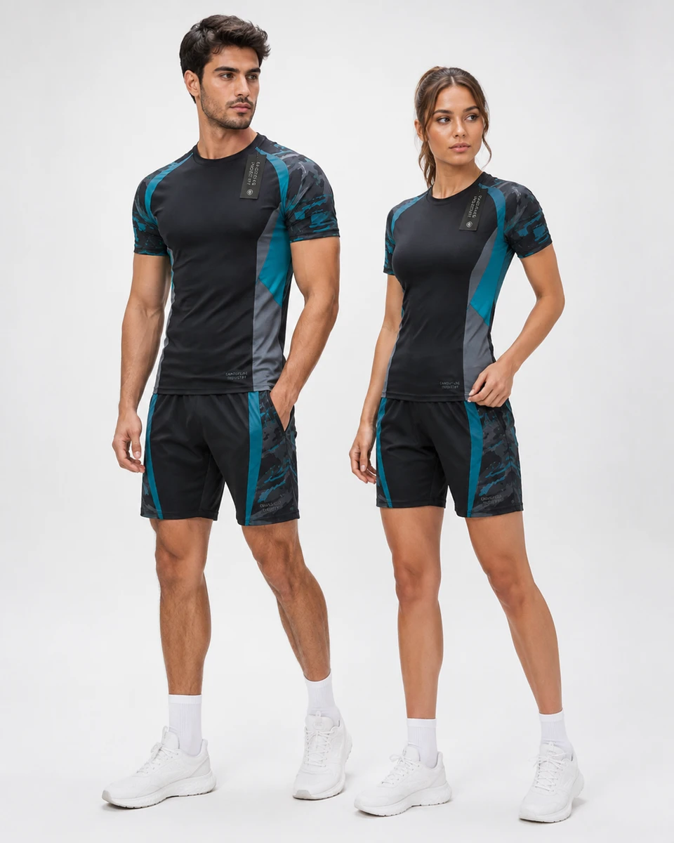 Rear view of model wearing OEM activewear set
