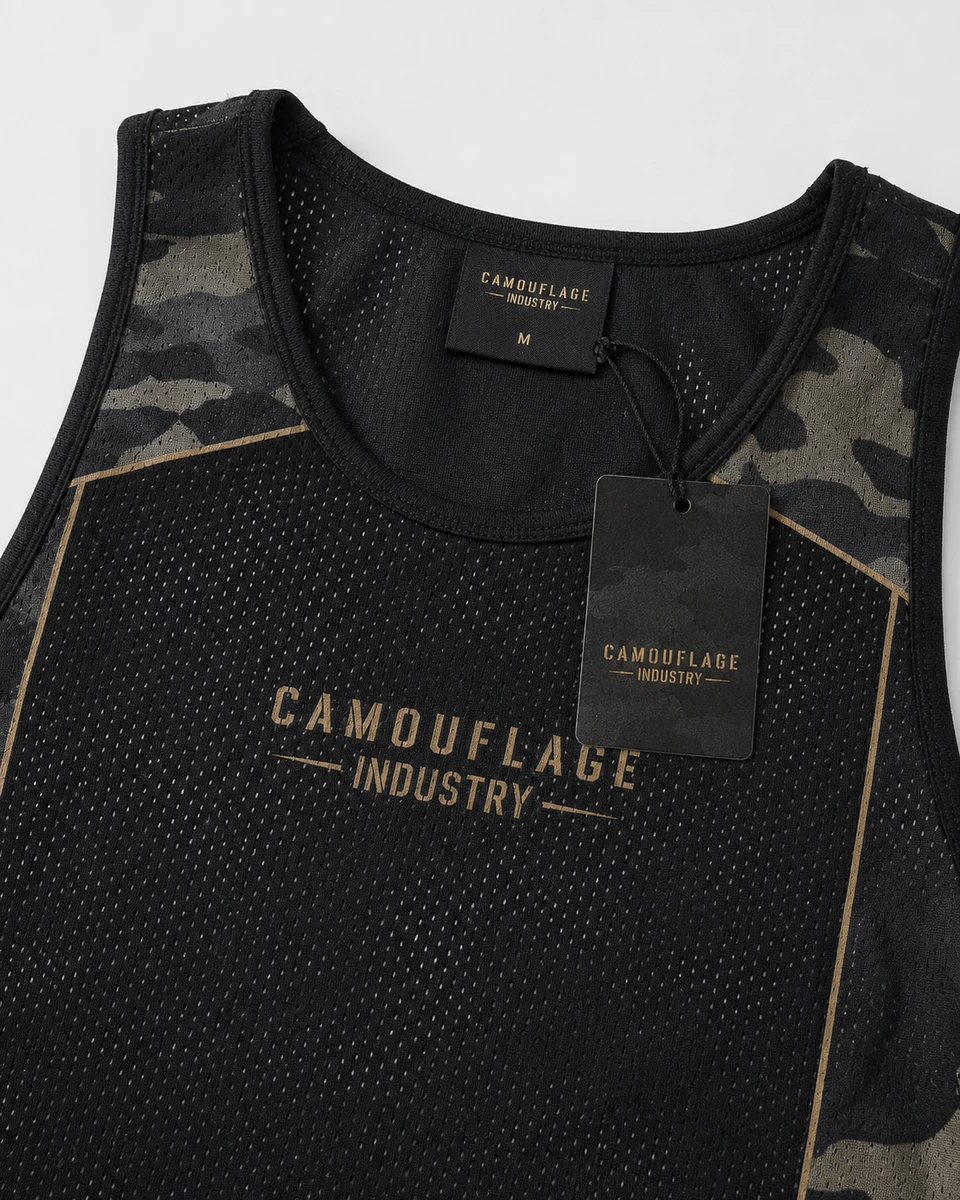Private label logo branding on custom unisex tank top