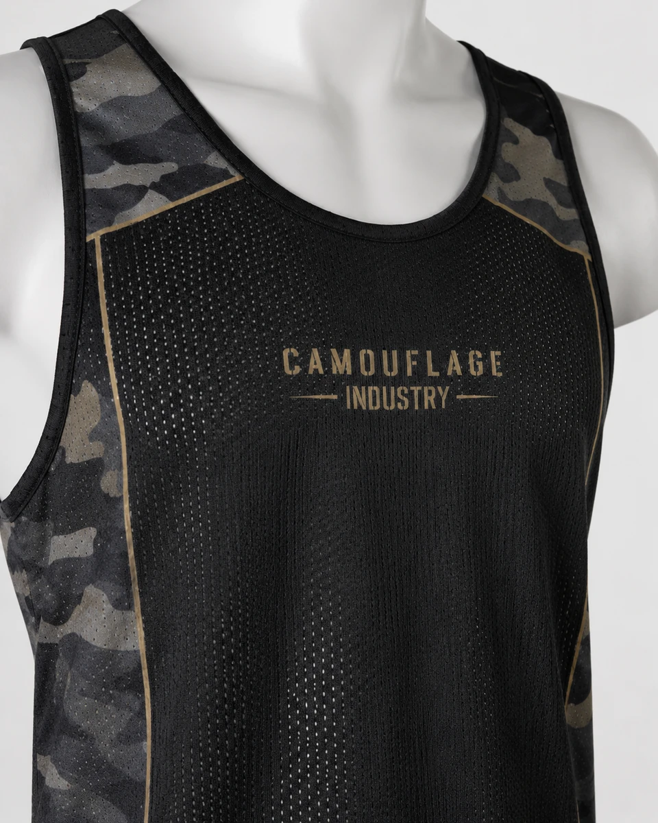 Close-up of breathable performance fabric used in custom tank tops
