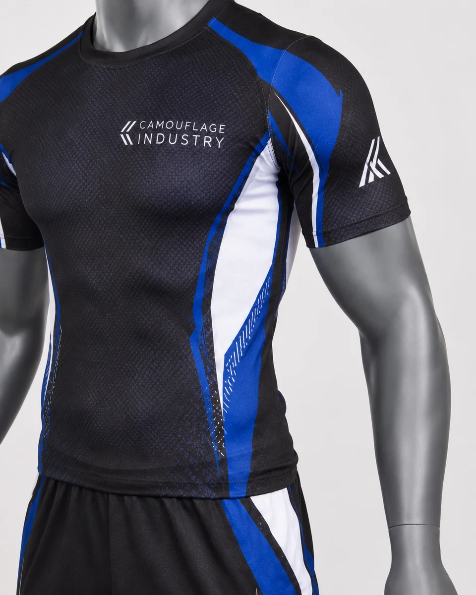 Side view of custom sublimated activewear set