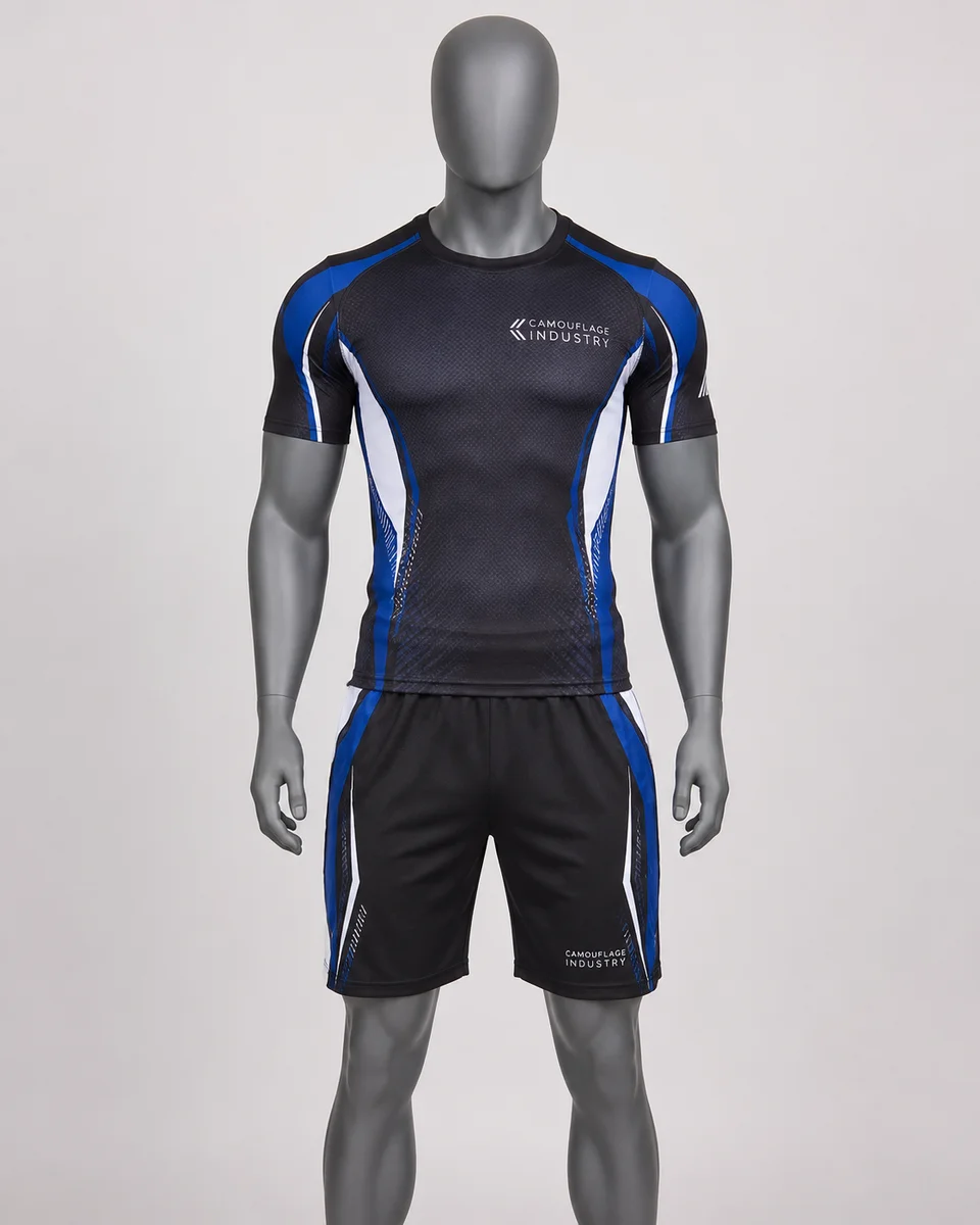 Lifestyle image of custom sportswear set on male and female athletes