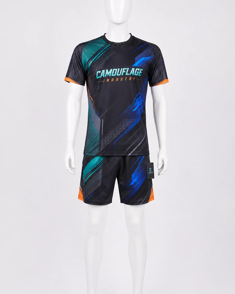 Front view of custom unisex athleisure activewear set manufactured for private label clothing brands