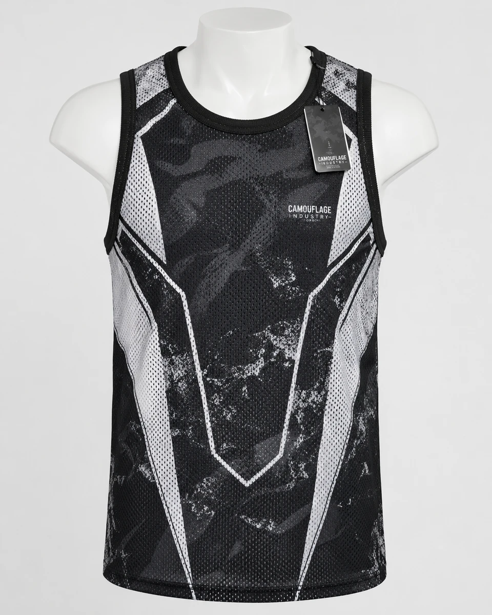 Front view of custom unisex workout tank top for OEM sportswear manufacturing