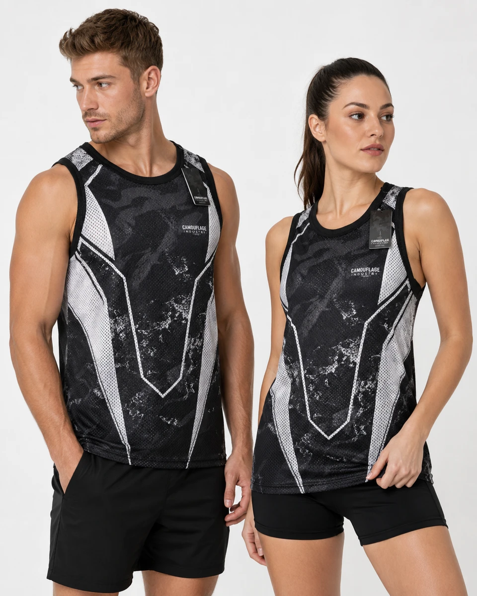 Side profile of premium custom workout tank top