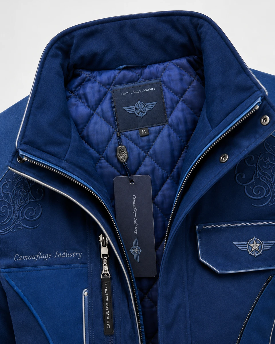 Custom logo branding on aviation utility field jacket for private label clothing