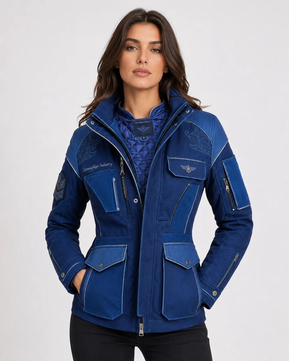 Front view of custom unisex aviation utility field jacket for private label apparel brands