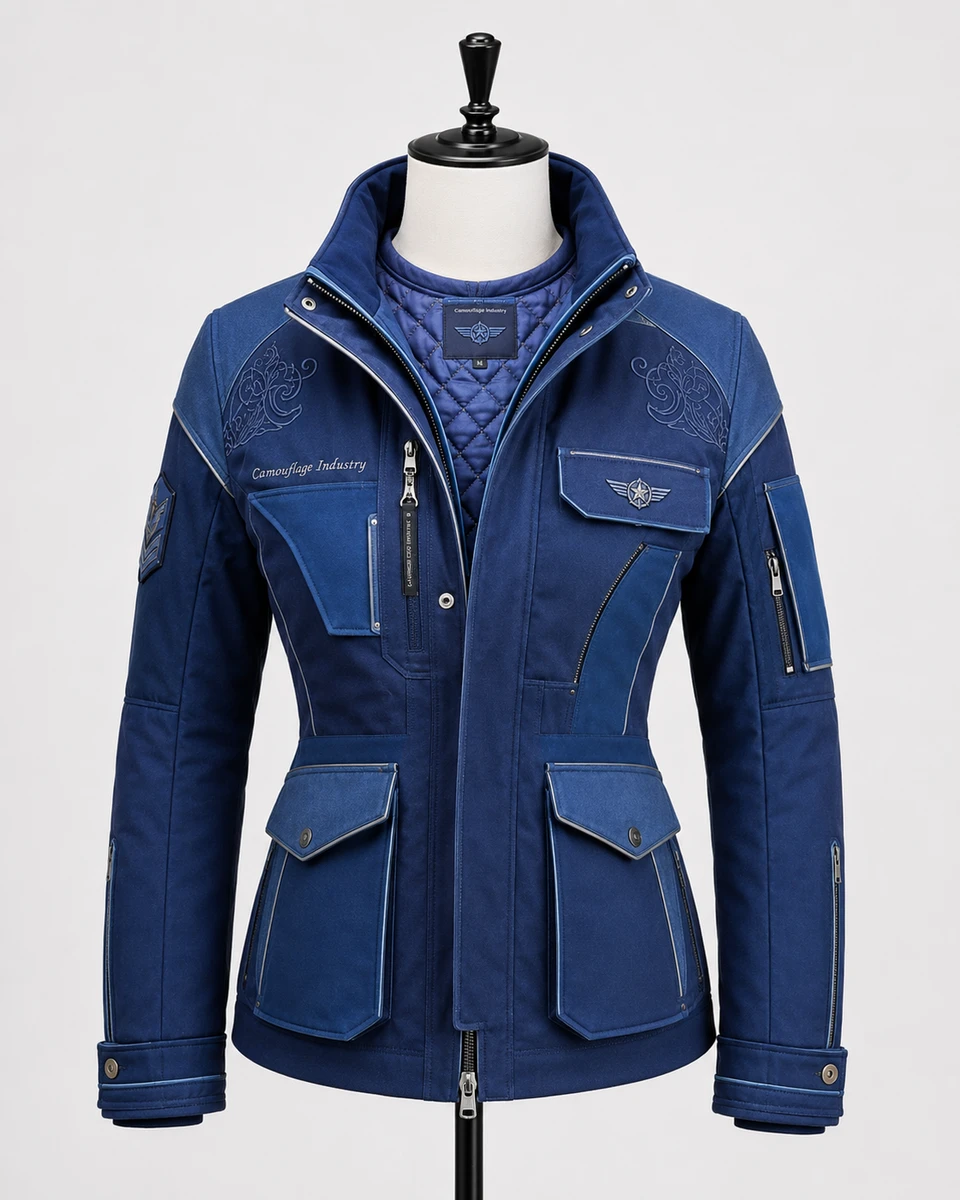 Front view of custom unisex aviation utility field jacket for private label apparel brands