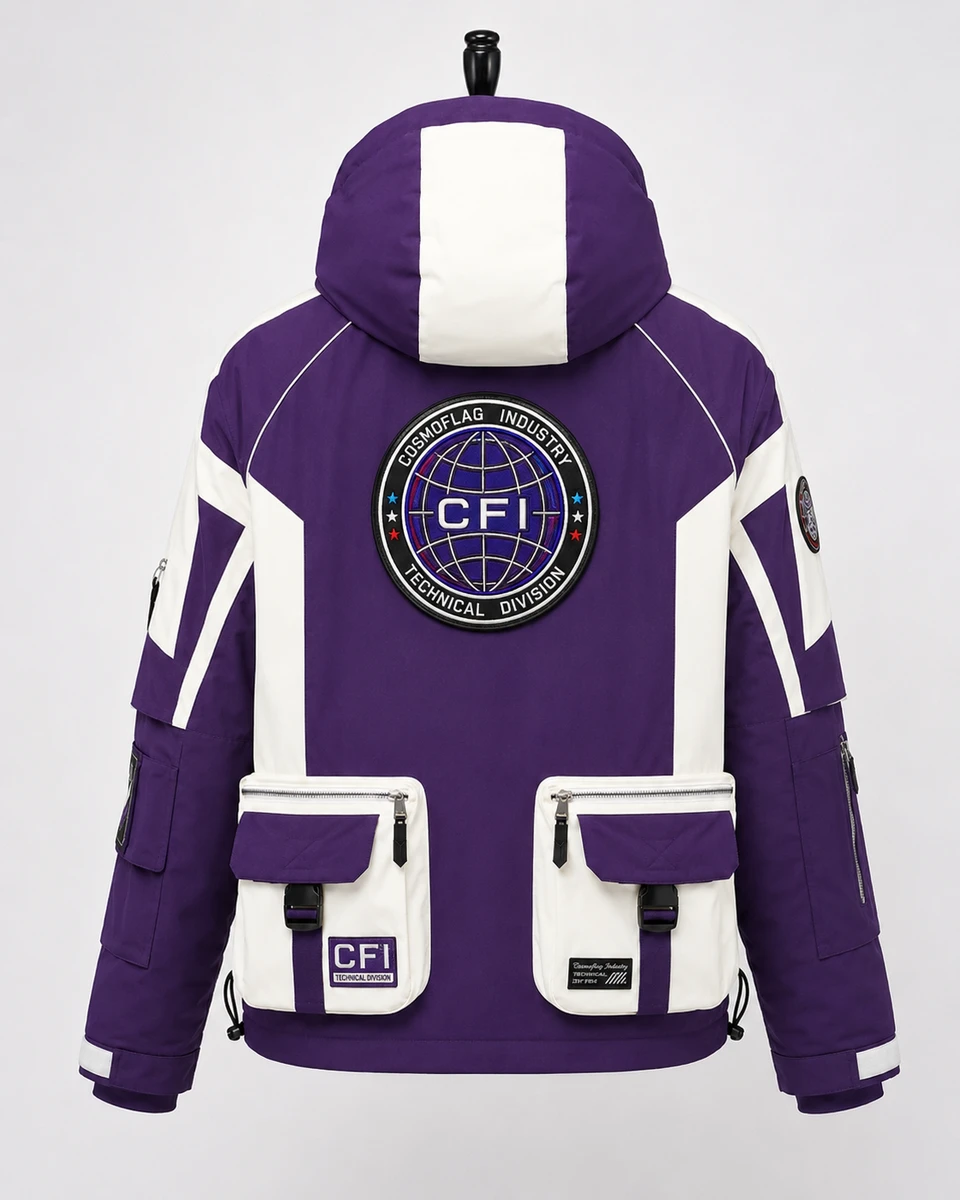 Back view of premium custom Techwear jacket