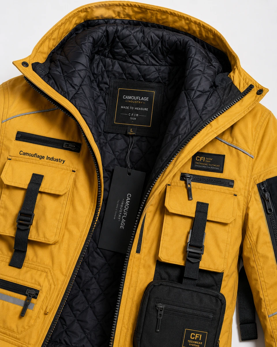 Custom logo embroidery and private label branding on explorer utility jacket