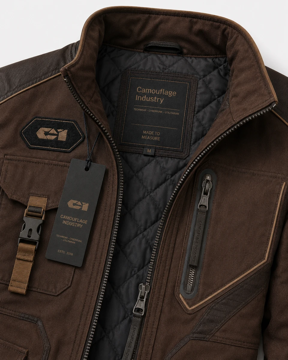 Custom logo branding on tactical utility field jacket for private label apparel